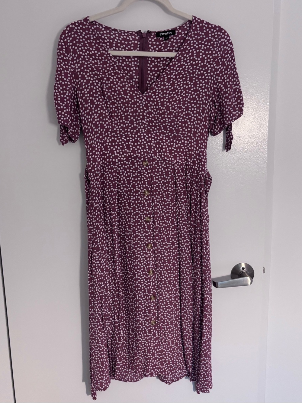Pink Polkadot Midi Dress